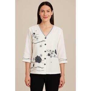 Allison Daley Vintage Button Down Embroidered Shirt Size 10